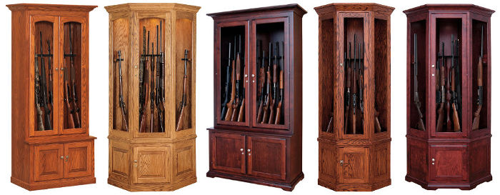 Pennsylvania Amish Hardwood Gun And Curio Display Cases