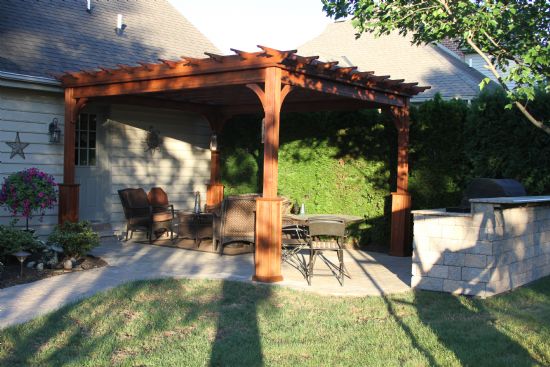 treated wood shade pergola