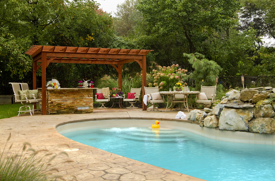 treated wood shade pergola