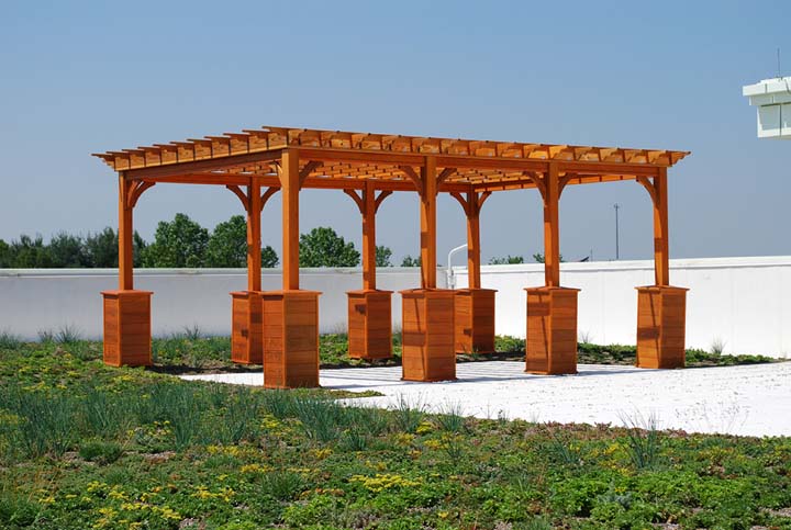 treated wood shade pergola