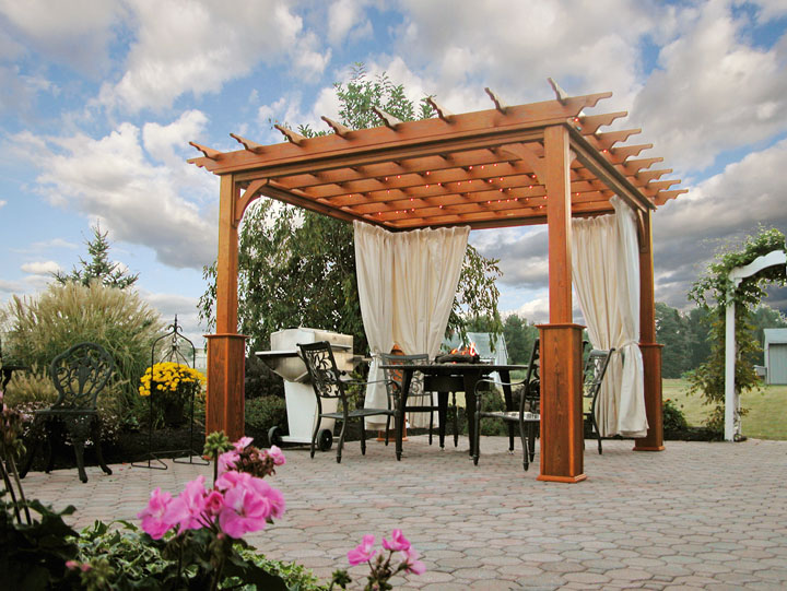 treated wood shade pergola