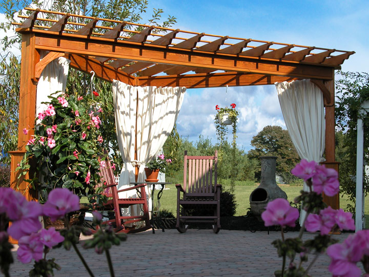 treated wood shade pergola