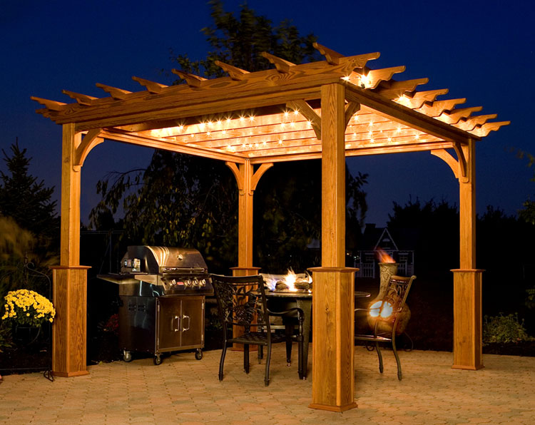 treated wood shade pergola