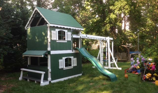 outdoor playhouse swing set