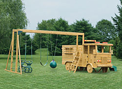 wood firetruck swingset