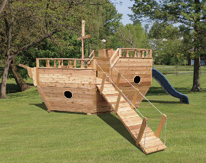wooden boat swing set